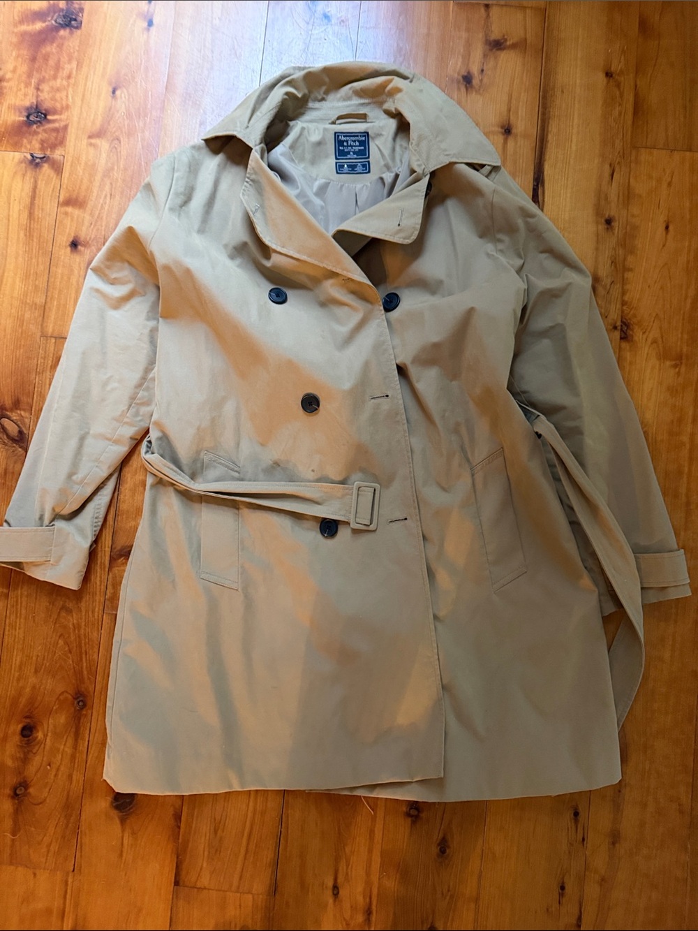 Abercrombie & Fitch Tan Double-Breasted Pea Coat